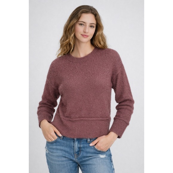 hippic rose Sweaters - HIPPIC ROSE JUNIORS' COZY DROP-SHOULDER EYELASH‎ LUREX CREWNECK SWEATER XS